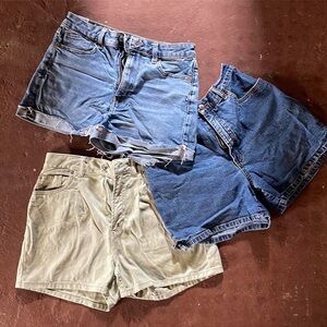 Bundle of denim shorts.